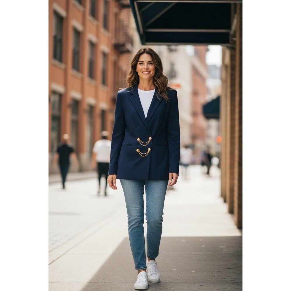 Vintage 1990 Kasper A.S.L Women’s Size 6 Blazer Jacket Navy Blue Y2K Carrier